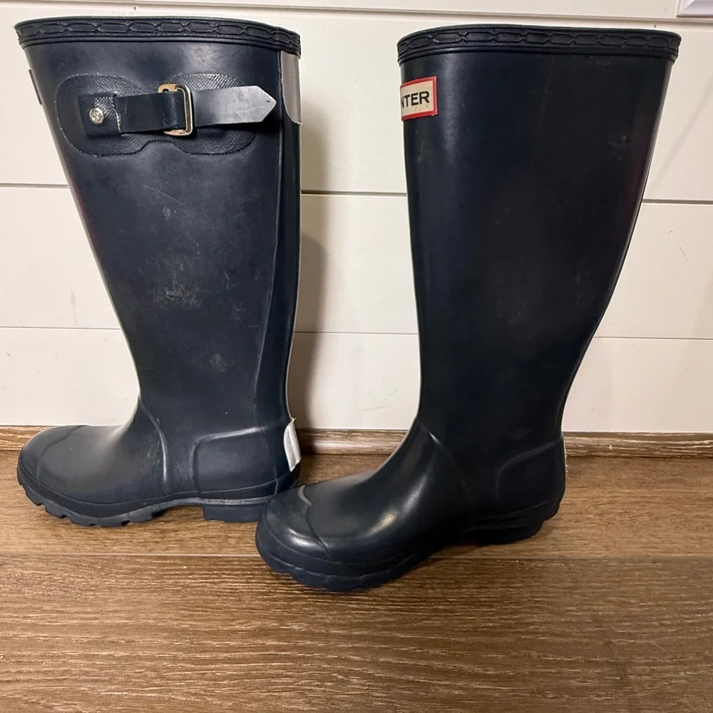 Hunter Boots Womens Semi-Gloss Navy Size UK 3/Womens 5 Tall Rubber Waterproof